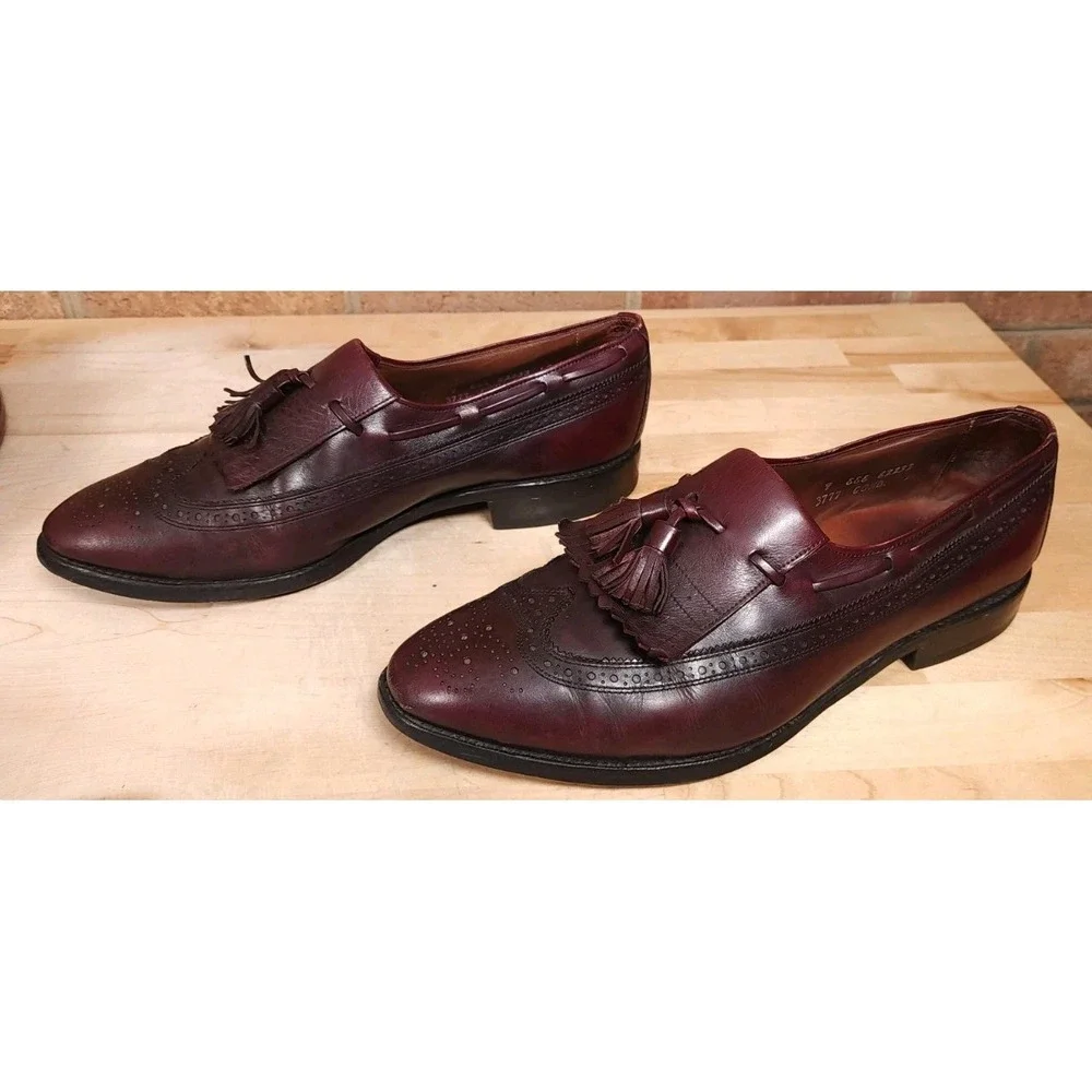 Allen Edmonds Arlington Tassel Loafer Shoes Mens Size 9‎ Oxblood Wingtips